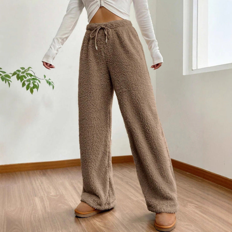Ladies Relax Soft Pants with Tie Belt and Wide Legs Lune London
