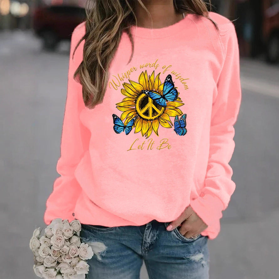 Sweat-shirt pour femmes avec design artistique de tournesol et de papillon Chic & Stil
