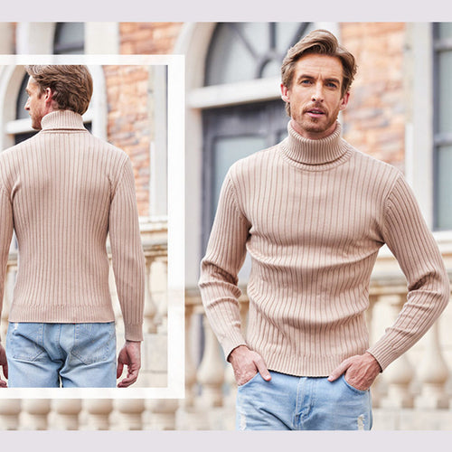 Knit sweater for men with high collar and ribbed pattern Lune London