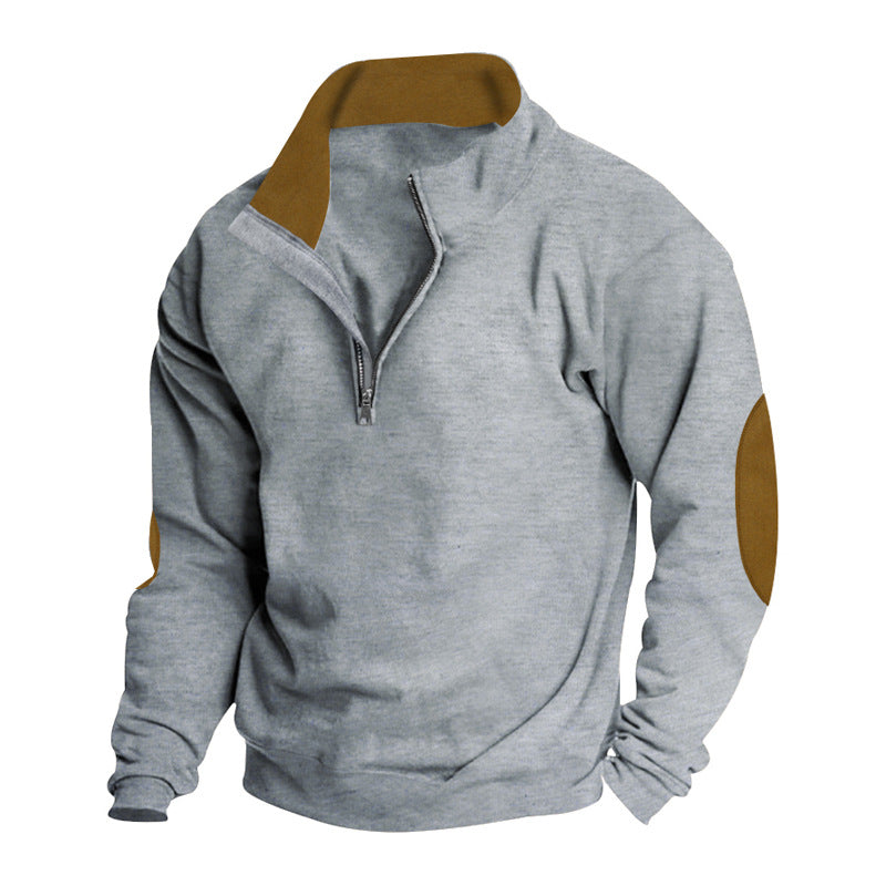 Men's sweatshirt with modern high collar and leather patches Lune London