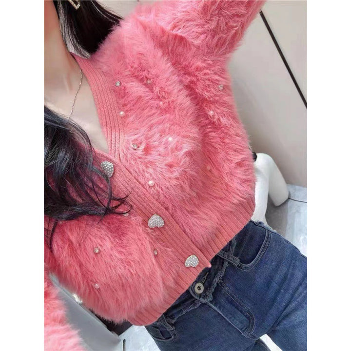 Cardigan Fluffy Femme avec Détails Étincelants et Coupe Moderne Chic & Stil