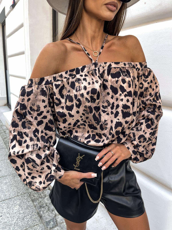 Ladies Off-Shoulder Leopard Print Blouse Lune London