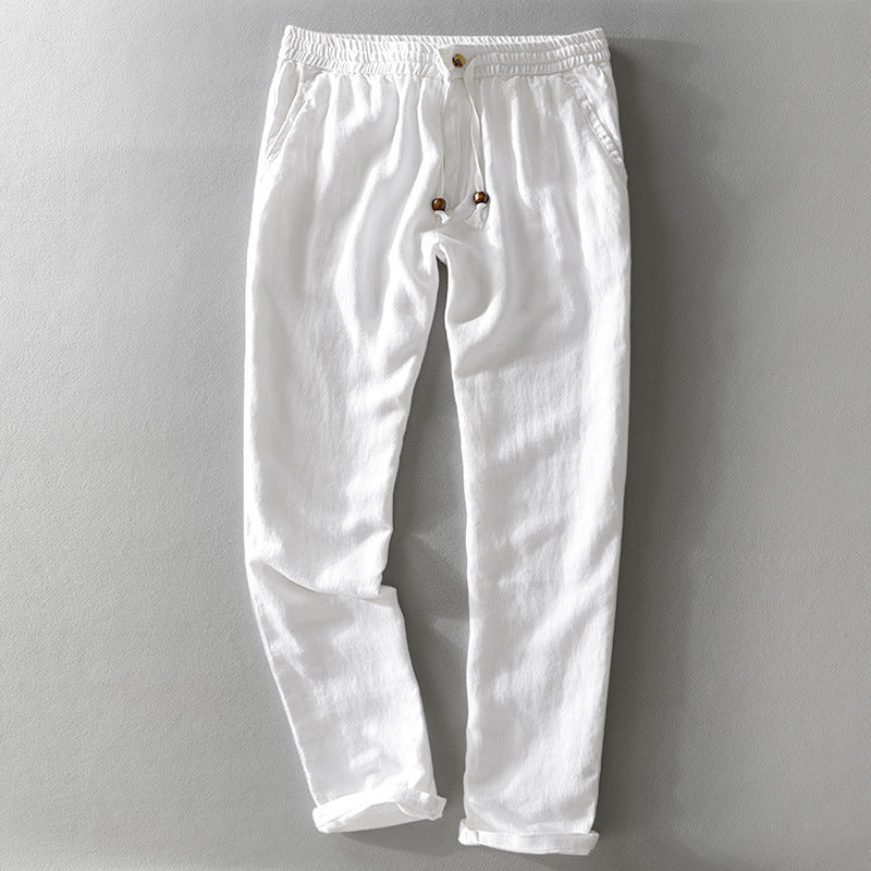 Casual linen pants for ladies with elastic waist and side pockets Lune London