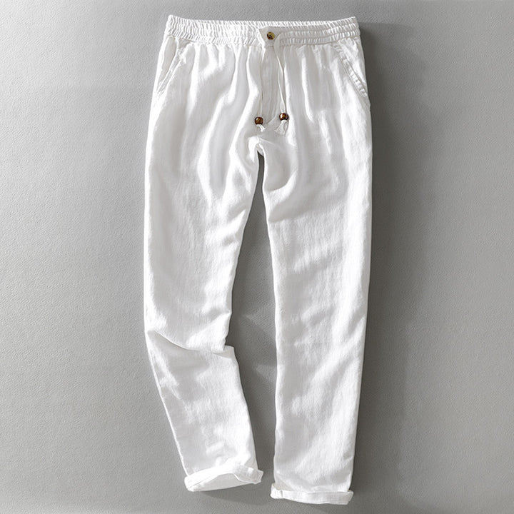 Casual linen pants for ladies with elastic waist and side pockets Lune London