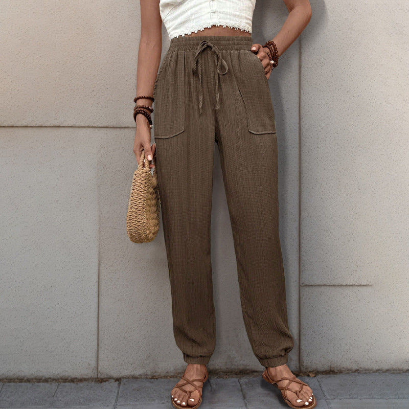 Casual women's pants with a relaxed fit and adjustable drawstring Lune London