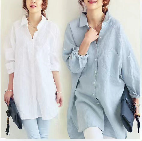 Ladies Oversized Linen Button-Up Tunic Lune London