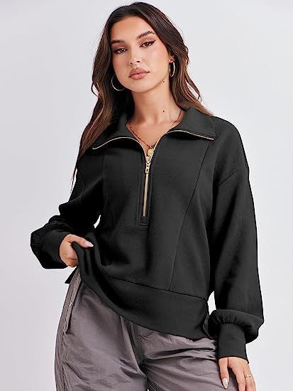 Casual sweater for women with high collar and zipper Lune London