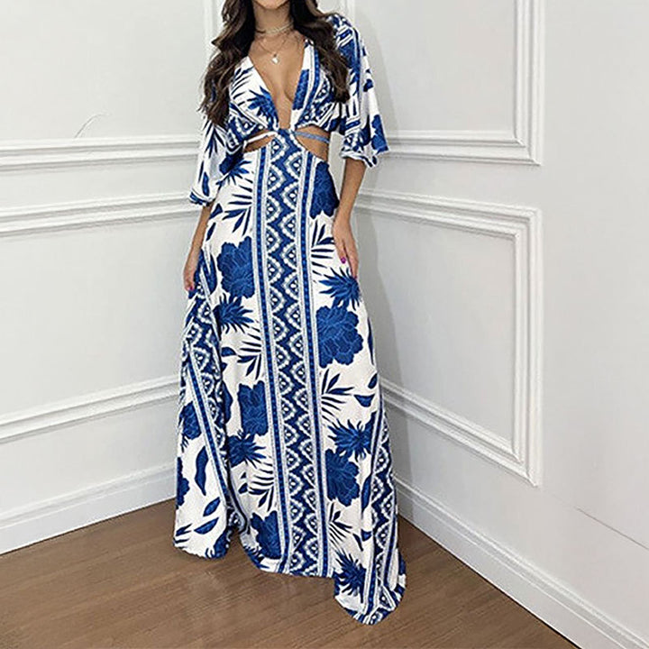 Robe maxi pour femmes avec des motifs élégants en vagues Chic & Stil