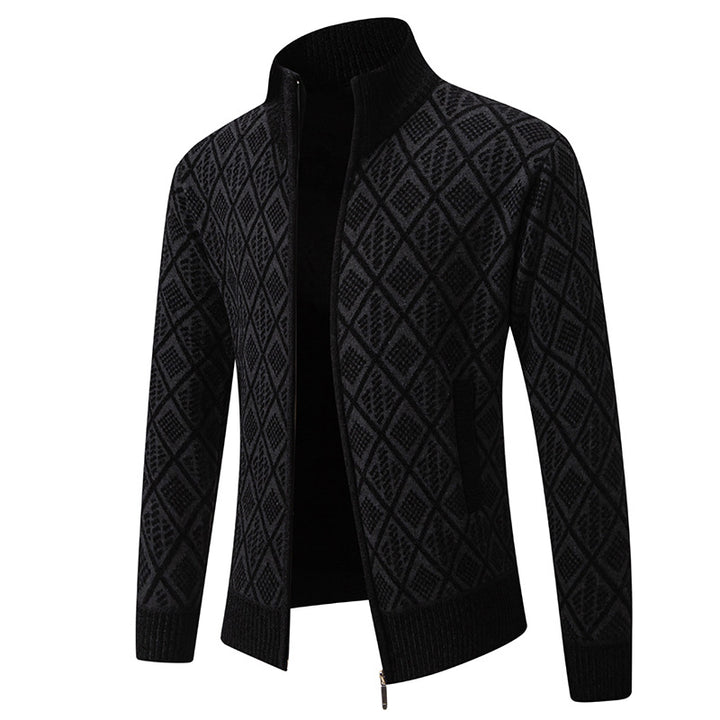 Men's knitted jacket with structured design and high collar Lune London