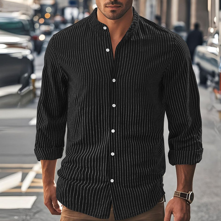 Men's long sleeve shirt with high collar and finely knitted fabric Lune London