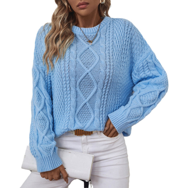 Women's knitted sweater with textured cable design and round neck Lune London