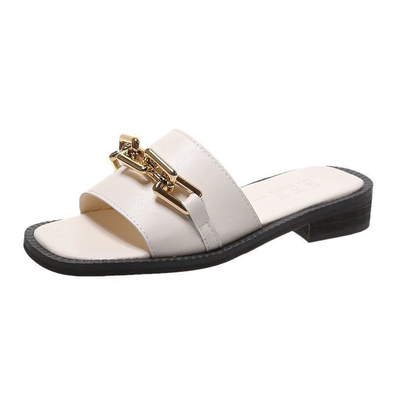 Dear elegant slippers with decorative chain accessory Lune London