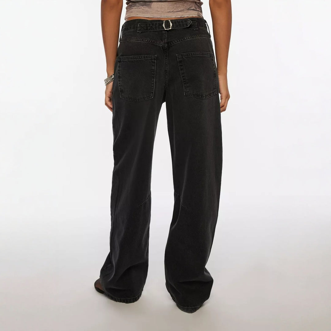 Women's casual wide jeans with high-cut waistband and side pockets Lune London