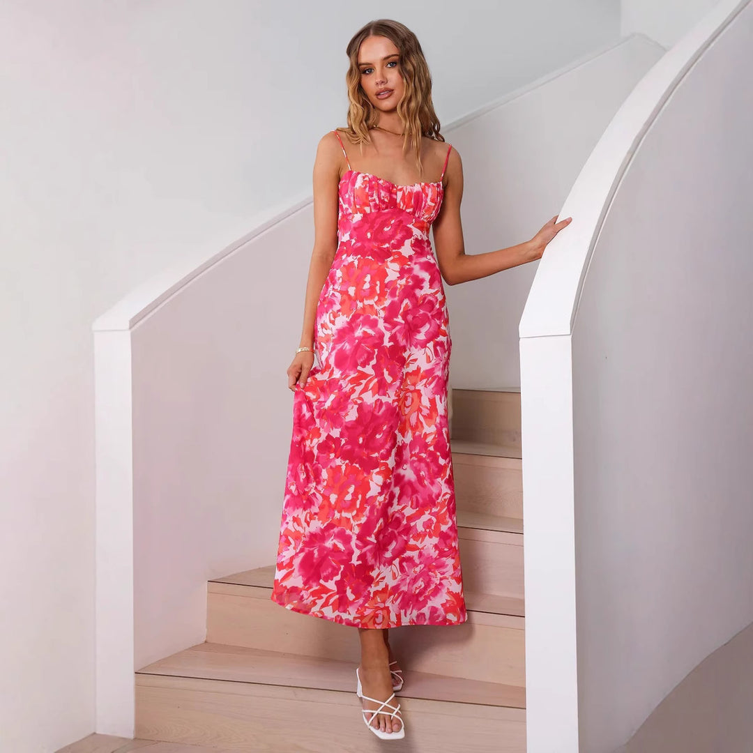 Maxi Flower Dress for Women with Ruffled Hem Lune London