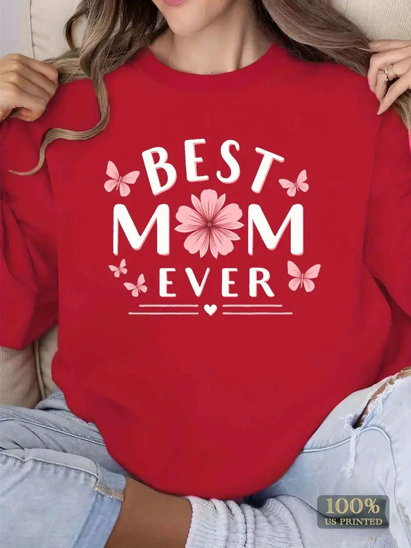 Sweatshirt pour femmes avec une phrase favorite ludique et un design floral Chic & Stil
