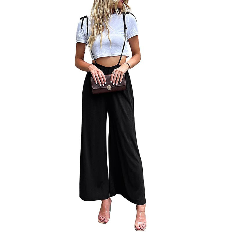 Ladies Casual Wide Leg Jumpsuit with Adjustable Straps Lune London