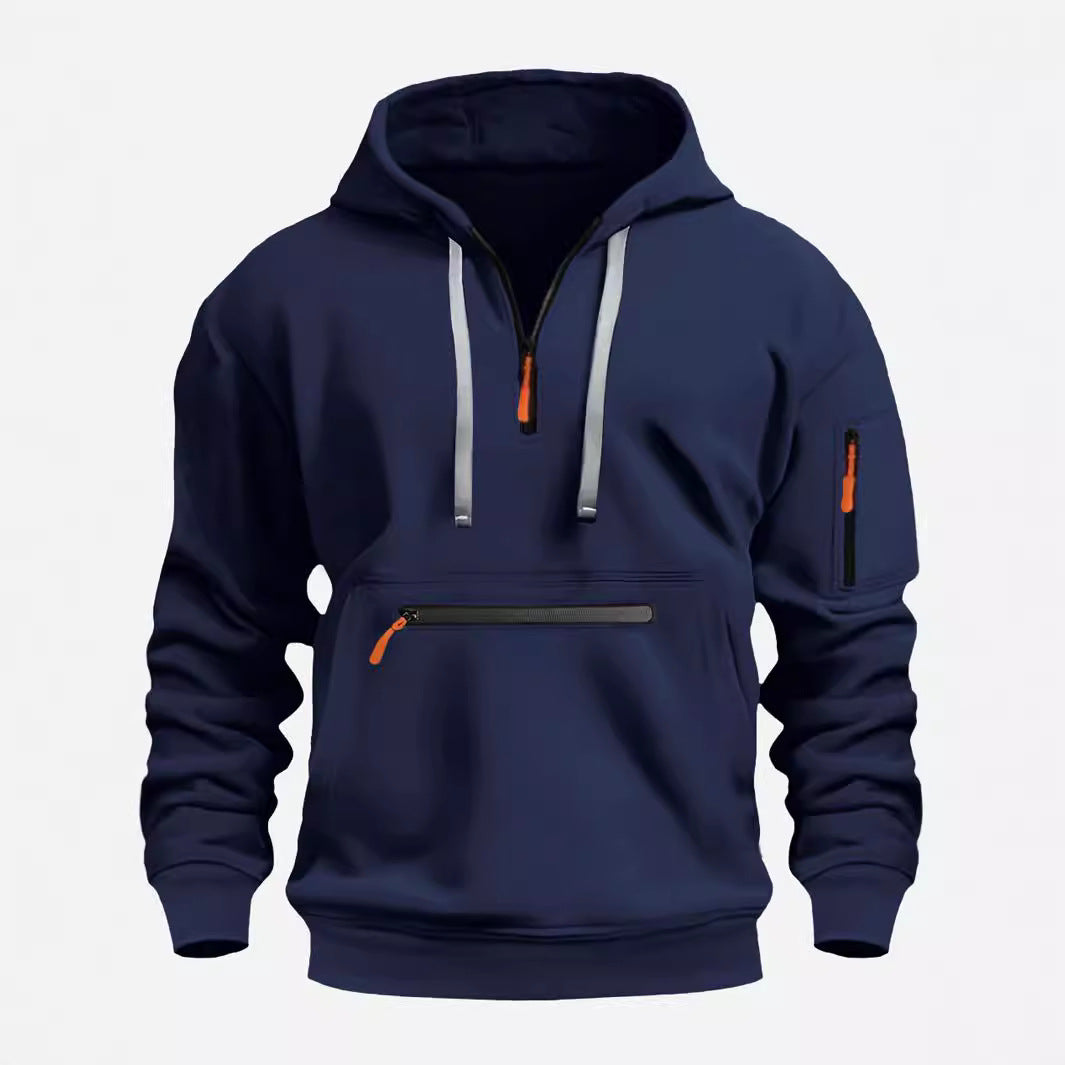 Trendy men's hoodie with practical zip pockets Lune London