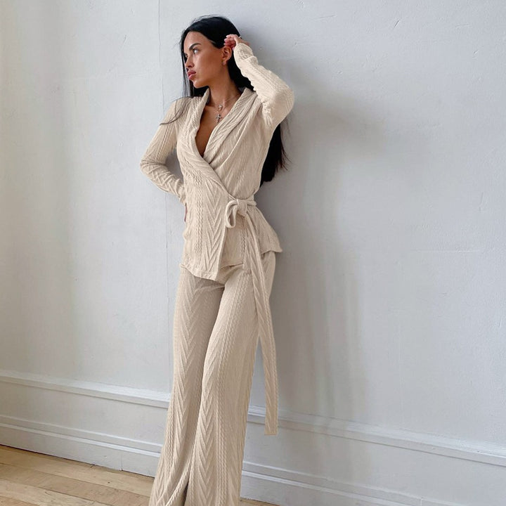 Women’s knit lounge set with open edges and relaxed fit Lune London
