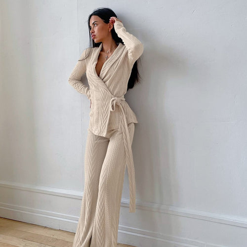 Women’s knit lounge set with open edges and relaxed fit Lune London
