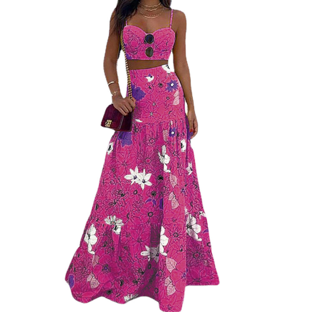 Maxi dress for women with floral design and chic bustier top Lune London