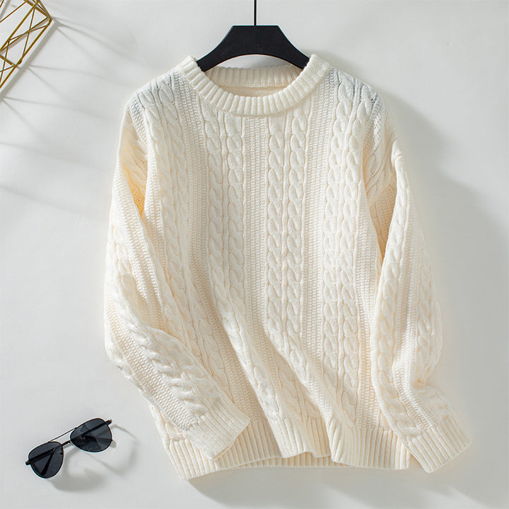 Knit sweater for women with cable pattern and large edges Lune London