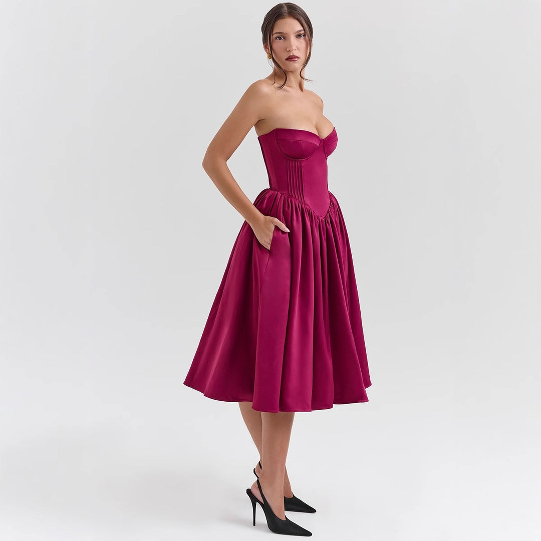 Elegant cocktail dress for women with corset top and voluminous skirt Chic & Stil