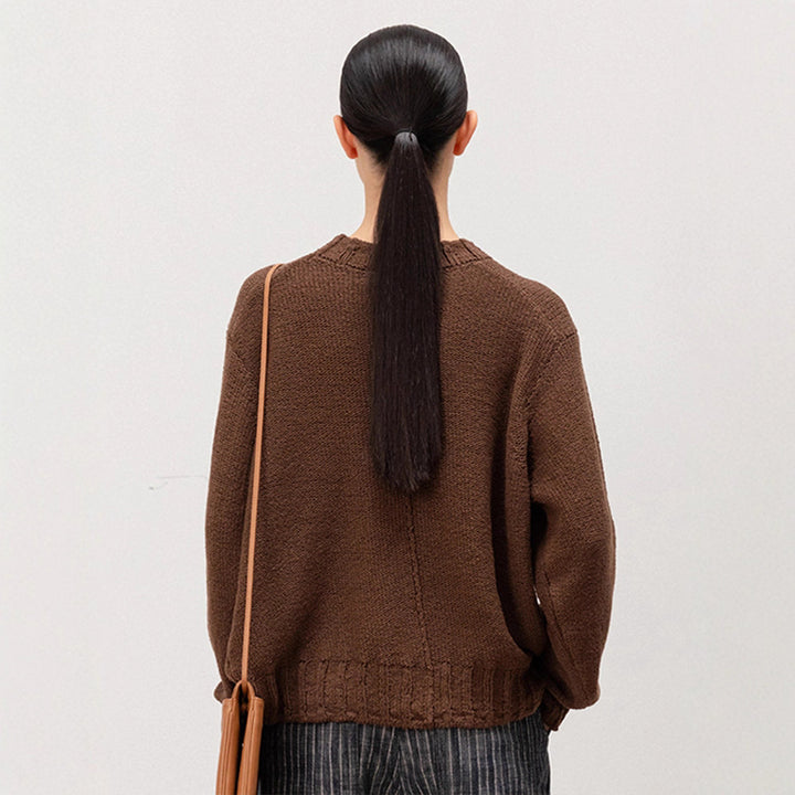 Pull en tricot décontracté pour femmes avec coupe ample et ourlet élastique