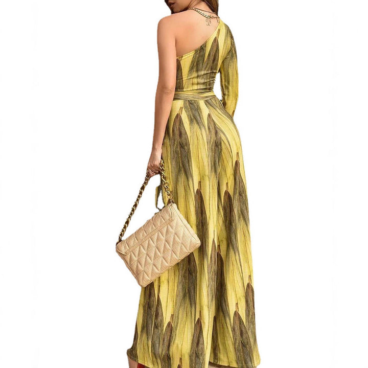 Women's Elegant Jumpsuit with Asymmetrical Cut and Floral Print