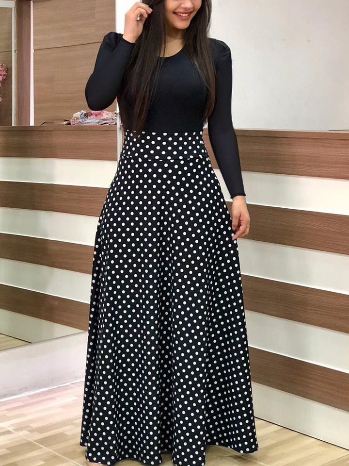 Women's Elegant Maxi Dress with Graphic Print and Flexible Waist Lune London
