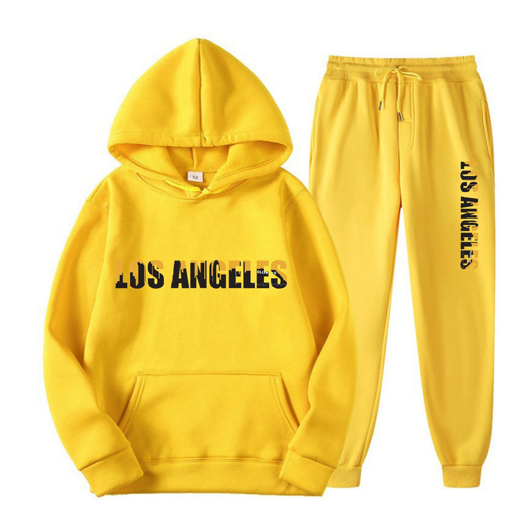 Women's leisure hoodie and jogging pants set with casual Los Angeles lettering Chic & Stil