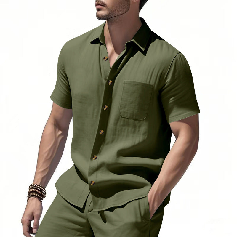 Short sleeve shirt for men with chest pocket and trendy button details Lune London