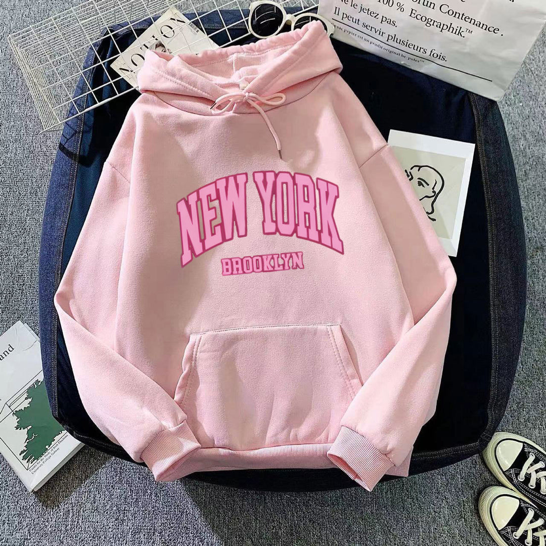 Women's hoodie with trendy New York Brooklyn print Chic & Stil