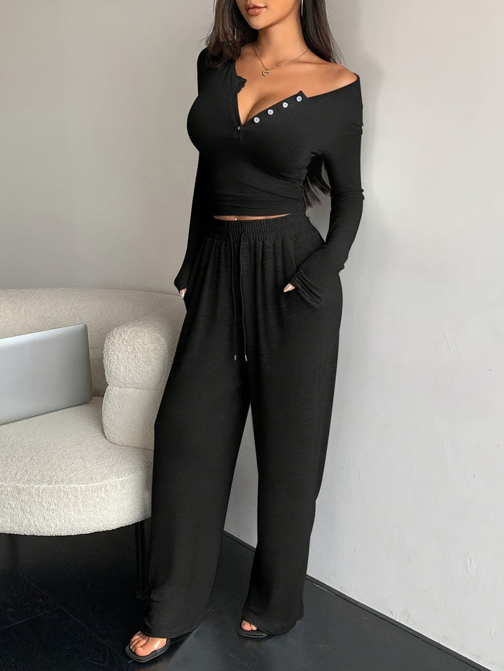Lune London comfortable blouse and wide jogger pants set for ladies