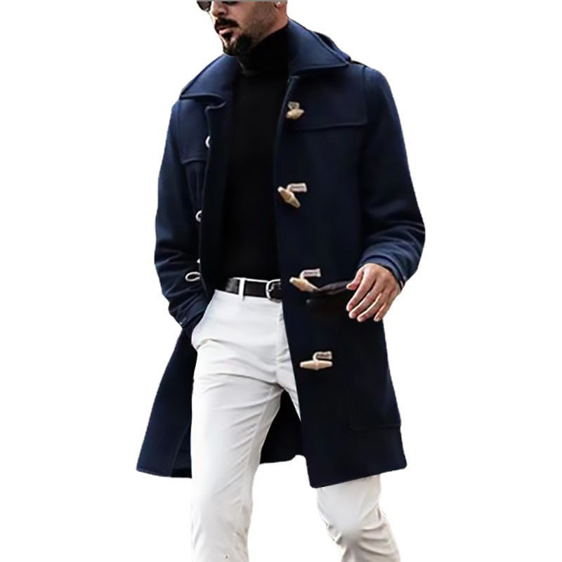 Elegant Duffle Coat for men in high-quality wool with hood and practical buttons Lune London