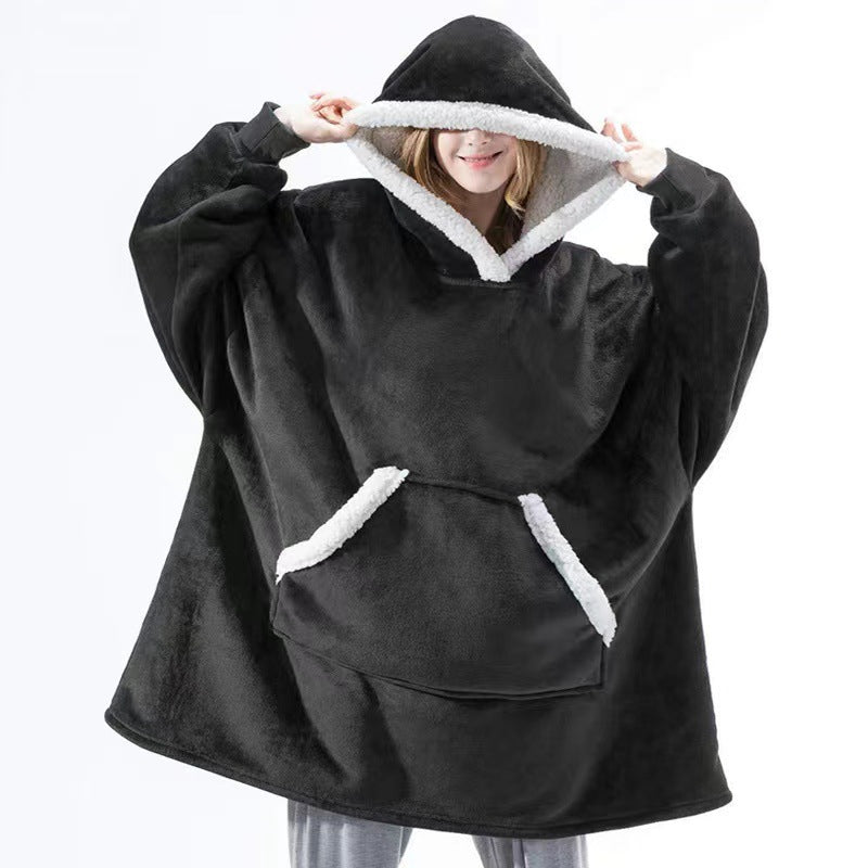 Ladies comfortable sweat poncho with soft lining and practical pockets Lune London