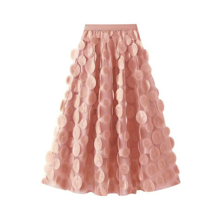 Elegant tulle skirt for women with 3D flower appliqués Lune London