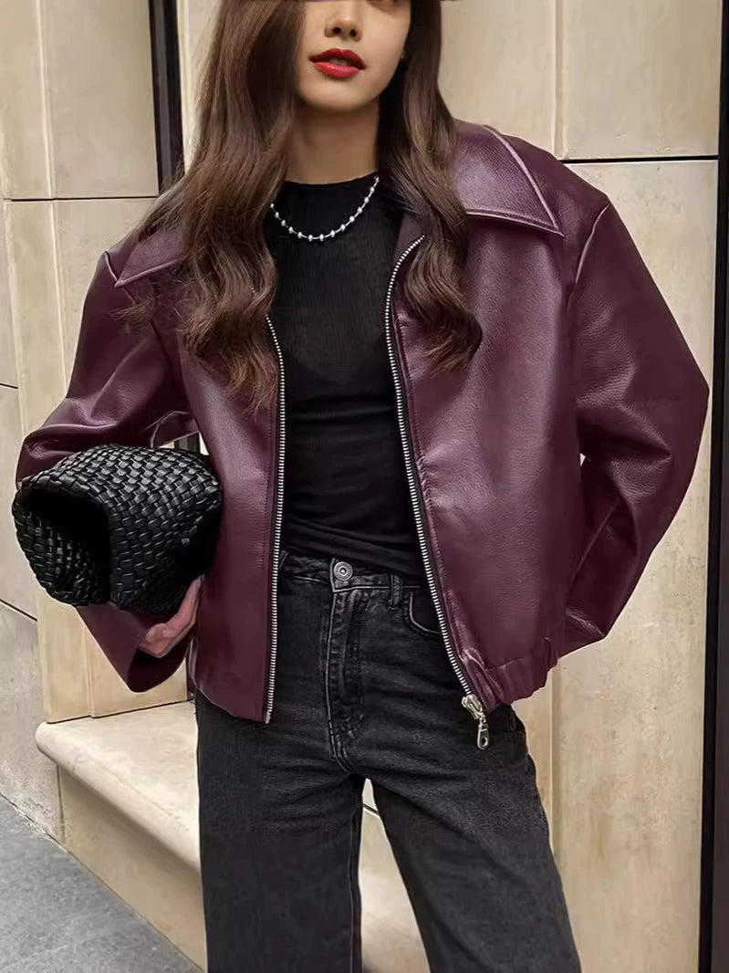 Women's Elegant Faux Leather Jacket Lune London