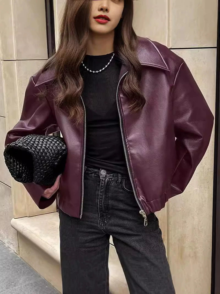 Women's Elegant Faux Leather Jacket Lune London