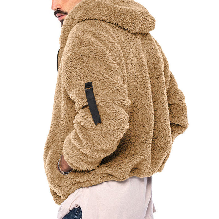 Cozy fleece jacket for men with hood and practical zippered pockets Lune London
