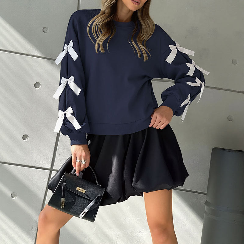 Ladies sweatshirt with ruffle and bow details Lune London