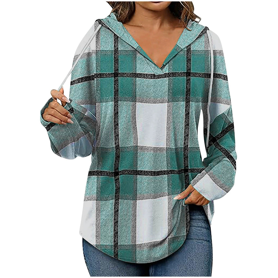 Women’s hoodie with checkered design and V-neck Lune London