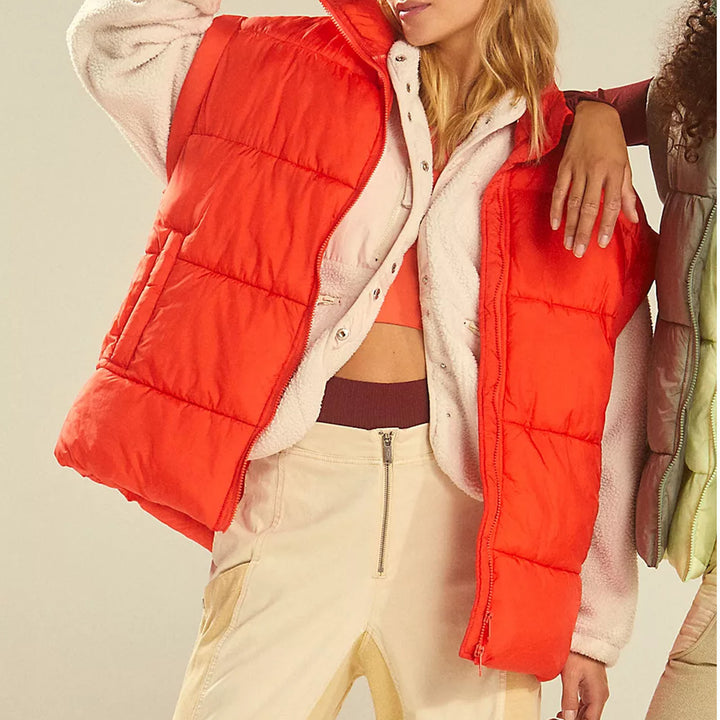 Ladies quilted gilet with high collar and practical pockets Lune London