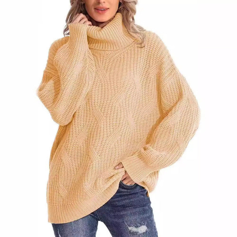 Chunky knit sweater for women with a high collar and relaxed fit Lune London
