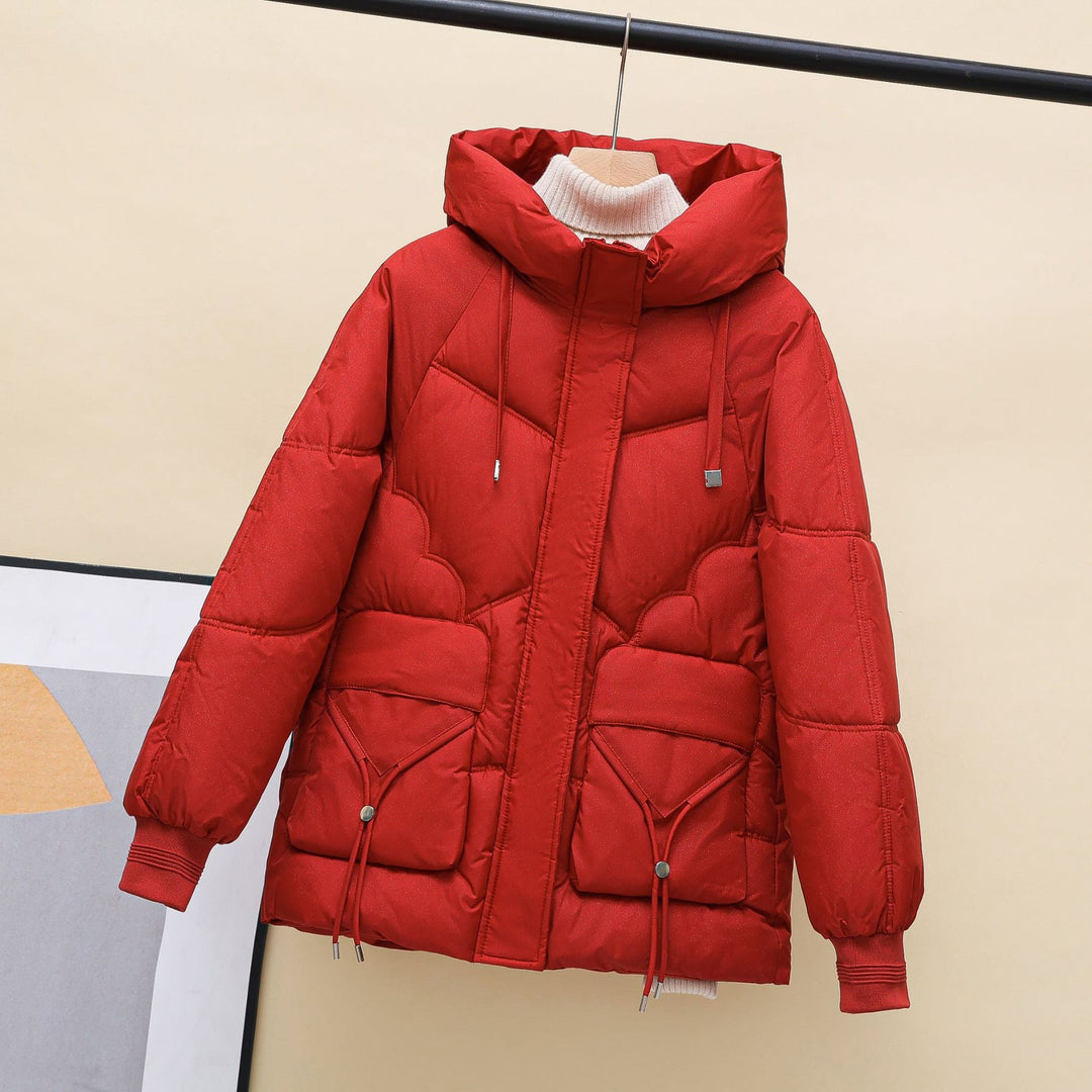 Women's Padded Winter Jacket with Hood and Heart Details Lune London