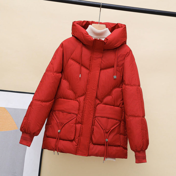 Women's Padded Winter Jacket with Hood and Heart Details Lune London