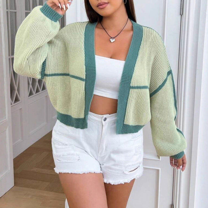 Thick knit jacket for women with flared sleeves and a catchy design Lune London