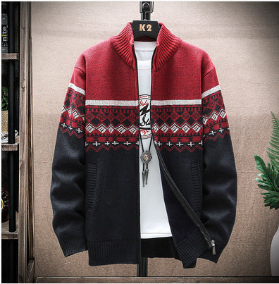 Men's Cardigan with Nordic Pattern and Trendy Zipper Lune London