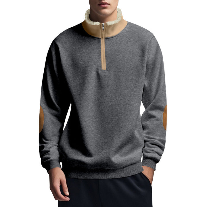 Fleece pullover for men with high collar and zipper Lune London