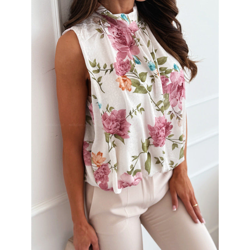 Ladies floral print ruffled top Lune London