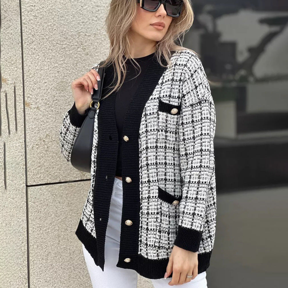 Cardigan en bouclé pour femme avec détails de boutons élégants Chic & Stil